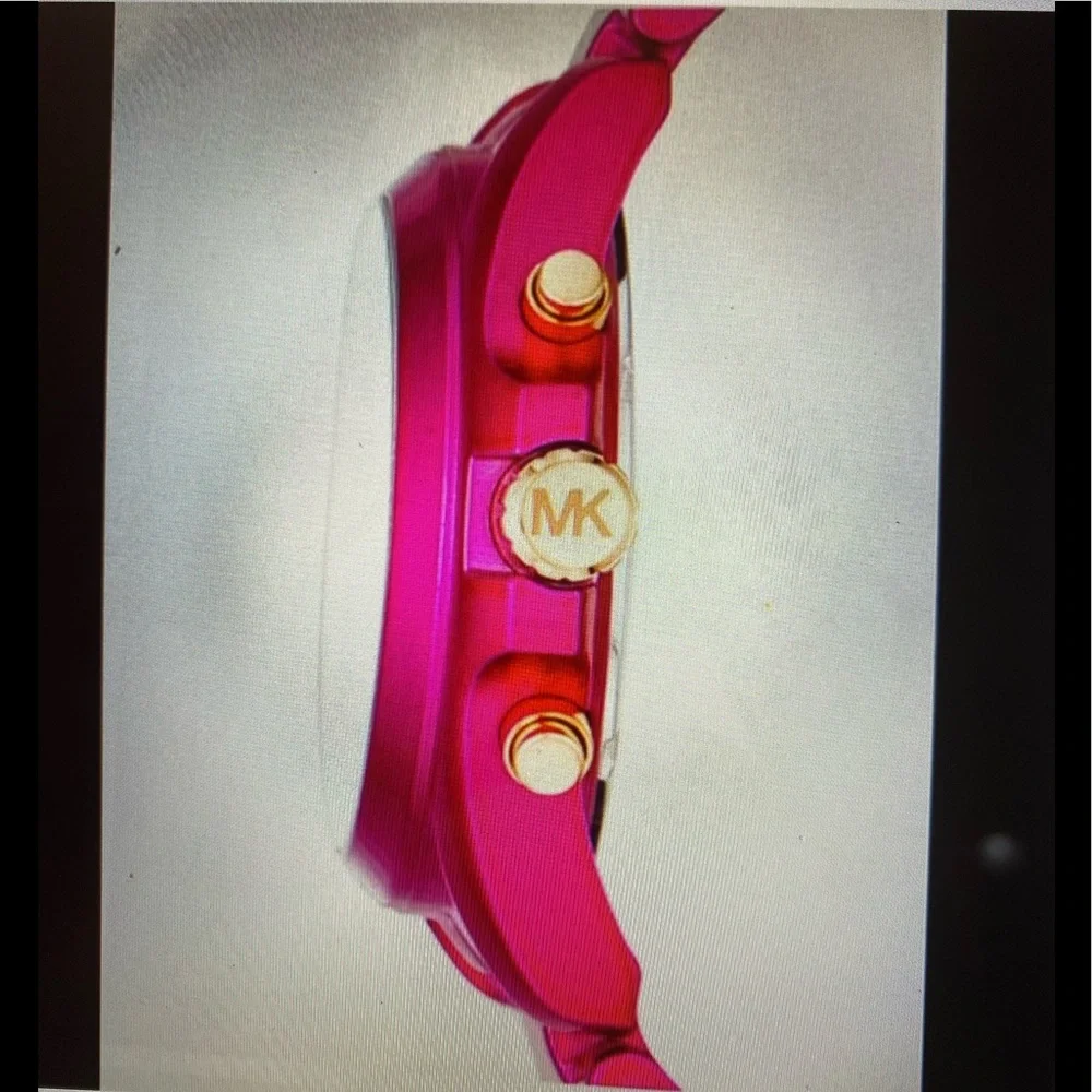 Michael Kors Hot Pink and Rose Gold Chronograph Watch - Picture 3 of 5